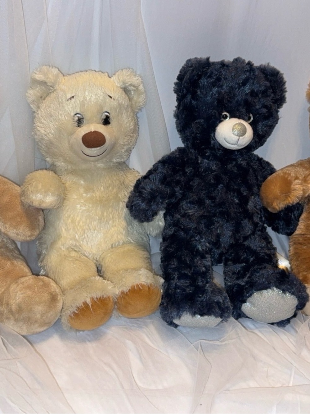 4 Build-A-Bear Black Plush Teddy Bear with Silver Nose. Brown teddy bears.